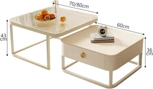 Miniatura 2 de Juego de 2 mesas auxiliares, Mesas de Centro para Salas Modernas, muebles para el hogar, mesa auxiliar para espacios pequeños, sala de estar
