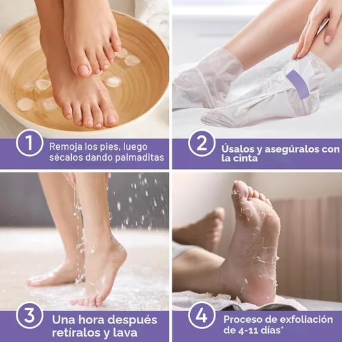 Miniatura 2 de Máscara exfoliante para pies - Máscara para pies con piel suave de bebé - Elimina la piel muerta, seca, agrietada y callos, spa para pies, hecha