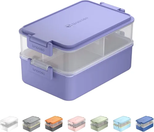 Miniatura 13 de linoroso Caja Bento Apilable Caja de Almuerzo para Adultos Satisface Todas Tus Necesidades Sobre la Marcha de Comida, Ensalada y Aperitivos, Caja