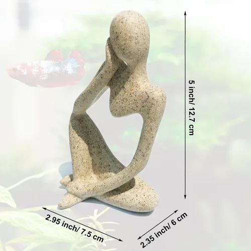 Miniatura 2 de Estatua meditadora de arenisca, decoración de pecera, peces betta, adornos de acuario, estatua de pensador, accesorios decorativos para paisajismo