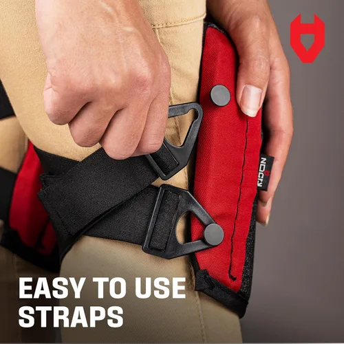 Miniatura 4 de NoCry Rodilleras de trabajo antideslizantes para hombres y mujeres con acolchado grueso de espuma suave, correas fuertes y ajustables y clips de Rojo