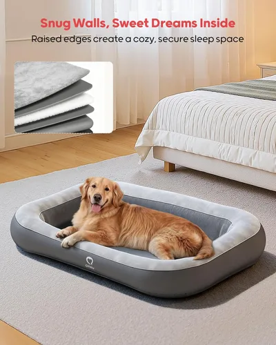 Miniatura 5 de QPAU Cama inflable para perros de 47 pulgadas para viajes en casa y al aire libre, colchón para mascotas para perros pequeños, medianos y grandes