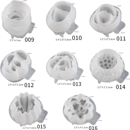 Miniatura 6 de Paquete de 8 moldes de silicona para fundición de resina de flores y suculentas para decoración del hogar y fabricación de velas, molde en espiral