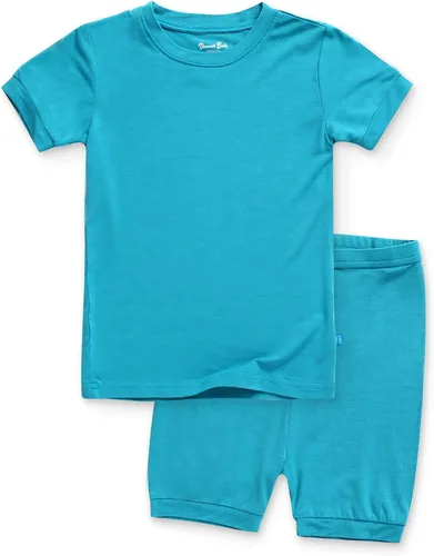 VAENAIT BABY - Pijama de viscosa para niñas y niños pequeños, 2 piezas, camiseta y shorts, tela fresca, drapeada y suave para verano