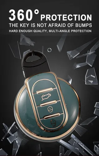 Miniatura 4 de SANRILY Golden-Edge - Funda para llavero de 3 botones para Mini Cooper Countryman S ONE JCW F54 F55 F56 F57 F60 Clubman sin llave, protección Negro