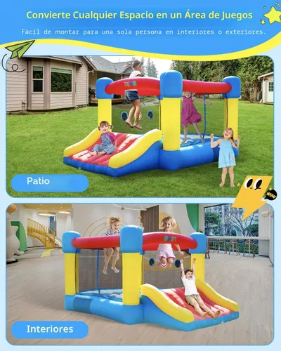 Miniatura 9 de Casa inflable para saltar para niños de 3 a 8 años - Zona de salto más grande de 2.01m x 2.56m, castillo inflable para saltar para niños grandes