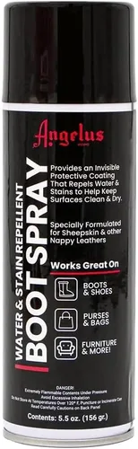 Angelus Spray impermeabilizante para botas: protege tus botas y zapatos de piel de oveja de la sal, el agua, las manchas y más. Uso en gamuza, cuero