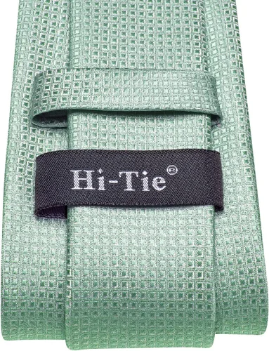 Miniatura 153 de Hi-Tie Corbata clásica de cachemira para hombre con pañuelo y gemelos a cuadros