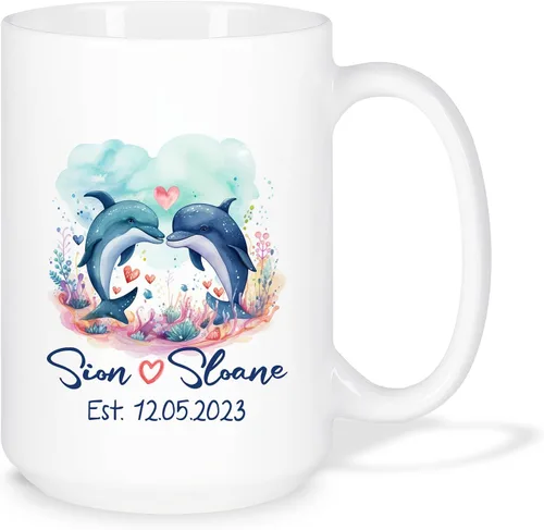 Miniatura 14 de Taza de café personalizada con diseño de zorro de 11 onzas, 15 onzas, divertida taza de viaje para pareja de zorros, taza de té con nombre y fecha