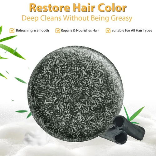 Miniatura 5 de TPTAL Barra inversa de cabello gris, jabón negro para cobertura de cabello gris, barra de champú para oscurecer el cabello natural, champú