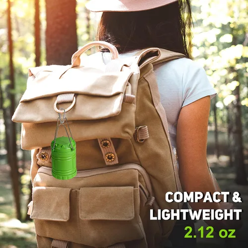 Miniatura 7 de Paquete de 2 mini linternas LED verdes para acampar, luces portátiles para acampar, lámparas con mango al aire libre, luces de emergencia esenciales