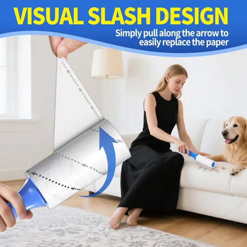 Miniatura 7 de Rodillos de pelusa para pelo de mascotas, rodillo extra pegajoso resistente para perros y gatos, removedor para sofá, ropa, muebles, muebles