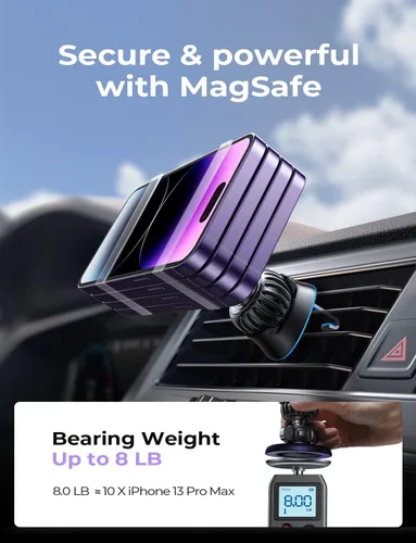 Miniatura 6 de LISEN Compatible con Soporte para Coche MagSafe, Soporte Magnético Fuerte para Teléfono de Coche Magsafe, Soporte de Montaje para Coche iPhone 16