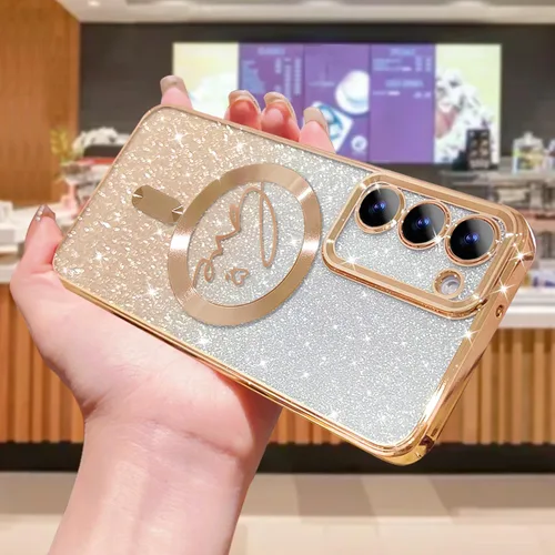 Miniatura 66 de ZONRW - Funda para Samsung Galaxy S22 Ultra magnética, para mujeres y niñas, cubierta trasera suave, lujosa, con corazón de amor, bling, degradado