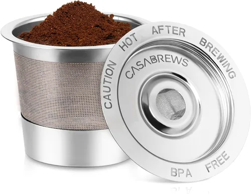 CASABREWS CASKF01 Cápsulas de café reutilizables K Cups para Keurig, filtros de café universales de acero inoxidable recargables reutilizables K Cup