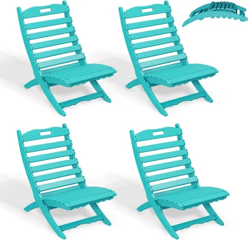 Miniatura 10 de GREENVINES Silla plegable Xavier Wave Sillas Adirondack portátiles Plástico HDPE Silla para fogata para todo tipo de clima Negro