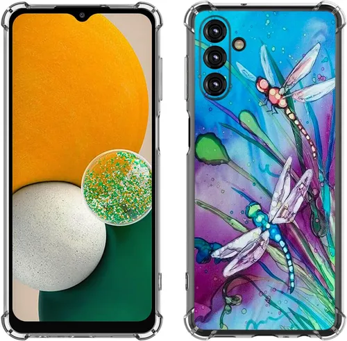 Miniatura 29 de Samsung Galaxy A14 5G - Funda para teléfono celular, diseño de flores de mariposa azul, a prueba de golpes, TPU con bordes elevados, compatible