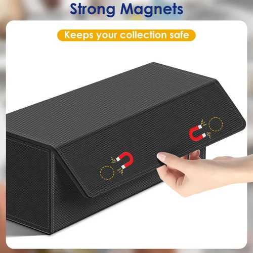 Miniatura 3 de Homthy Funda de 600 cartas para comercio, cierre magnético de cuero, caja de almacenamiento Commander para deportes, juegos, tarjetas estándar Negro