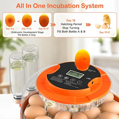 Miniatura 7 de 18 incubadoras de huevos para incubar huevos, incubadora automática de giro de huevos y control de humedad para eclosionar pollo, pato, codorniz