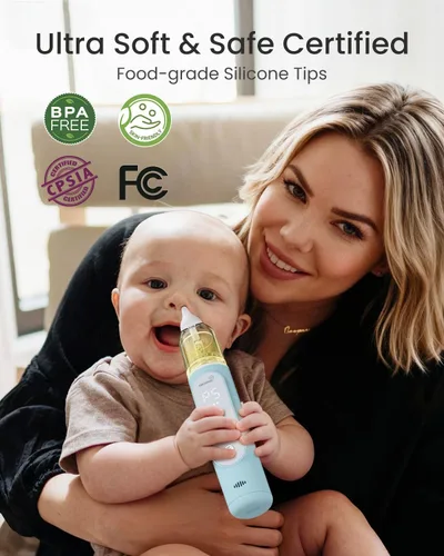 Miniatura 8 de GROWNSY Aspirador Nasal para Bebé, Succionador de Nariz para Bebé con 5 Niveles de Succión Mejorados, Succión Nasal Eléctrica IPX7 Impermeable