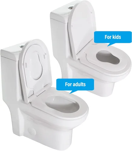 Miniatura 4 de WinZo UF110 - Asiento de inodoro alargado en forma de U con asiento de entrenamiento para ir al baño 2 en 1 para la familia, adultos y niños, cierre