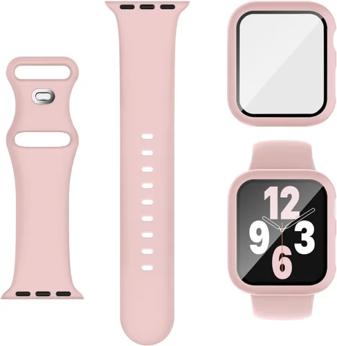 Miniatura 16 de Adorique 3-en-1 compatible con Apple Watch Band de 40 mm, 41 mm, 42 mm, 44 mm, 45 mm, 46 mm, correa deportiva de silicona suave para iWatch Series