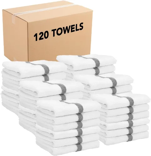 Miniatura 15 de Arkwright - Paquete de 6 toallas blancas de baño para gimnasio, 100 % algodón, suaves, de secado rápido, absorbentes del sudor, toallas de calidad