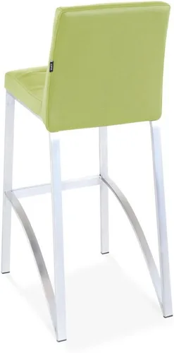 Miniatura 6 de ZURI Modern Lynx - Taburete de bar suave de cuero sintético verde lima, acero inoxidable cepillado