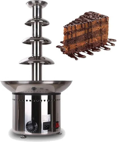 Fuente de chocolate comercial, máquina de fuente de fondue de chocolate de 4 a 6 niveles, fuente de chocolate comercial de acero inoxidable de 3 L 4