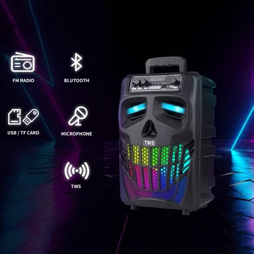 Miniatura 3 de Altavoz Bluetooth portátil con subwoofer, altavoces inalámbricos, gran soporte, radio FM, tarjeta TF, luces LED, reproductor de MP3, fiesta