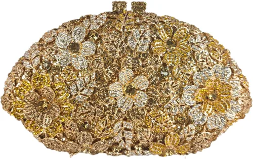 Miniatura 33 de Boutique De FGG Bolso de noche de flores de embrague de cristal de lujo para mujer, bolso de boda nupcial, bolso