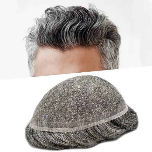 Miniatura 19 de Toupee para hombres completo encaje francés hombres toupee hairpieces 100% europeo cabello humano reemplazo sistema hombres piezas de pelo protesis