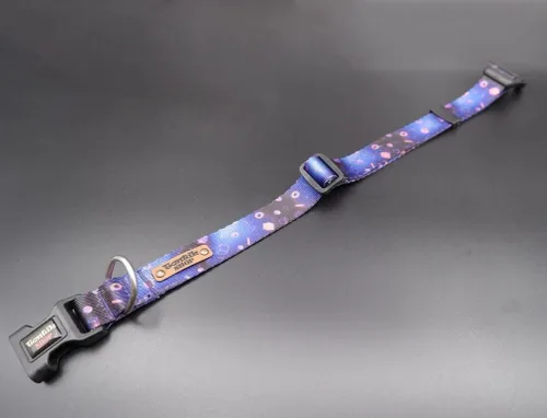Handmade Purple Fiction Dog Collar - Tontik Shop Colorful wide collar for dogs made of woven fabric - 3 Sizes - For small, medium and large dogs -