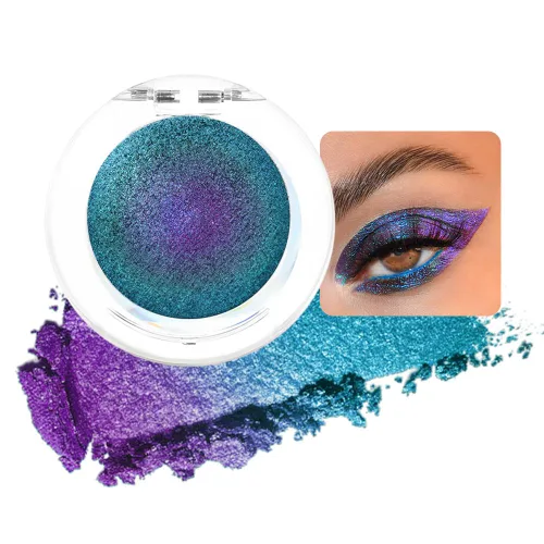 Miniatura 9 de evpct Juego de 2 paletas de maquillaje de sombra de ojos duocromática camaleón cromadas para mujer, rosa rojo dorado bosque, verde bosque metálico