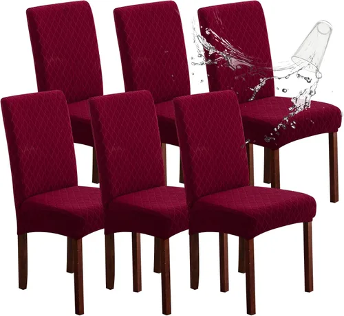 Miniatura 28 de Genina Fundas impermeables para sillas de comedor, fundas elásticas de jacquard para sillas de comedor, extraíbles y lavables, protector de silla