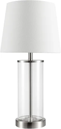 Miniatura 13 de GLOBE Electric 65922 - Lámpara de mesa de 20 pulgadas, acabado de hormigón acanalado, pantalla de lino blanco