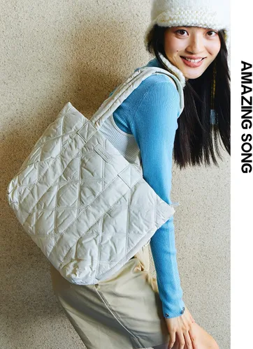 Miniatura 2 de Amazing Song Bolso de mano acolchado para mujer, bolso de hombro grande acolchado, bolso de diseñador de trabajo con cierre de cremallera
