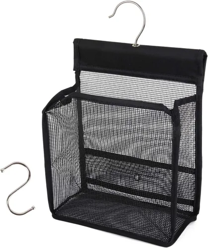 Organizador de malla colgante para ducha con ganchos, cestas de baño, organizador de almacenamiento para dormitorios universitarios, gimnasio,