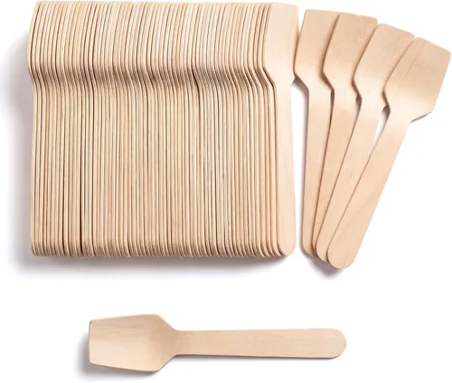 Miniatura 8 de Sieral Paquete de 1000 mini cucharas de madera desechables de 3.74 pulgadas, cucharas de helado para degustar yogur, helado, postre