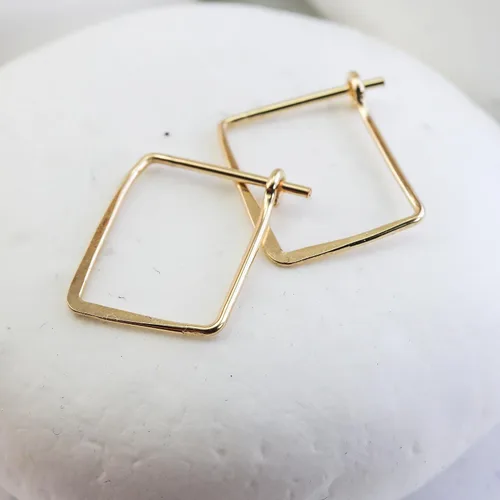 Miniatura 73 de Aretes de aro finos martillados, elegantes plata esterlina geométrica sólida, relleno de oro y relleno de oro rosa; para mujer por Lotus Stone
