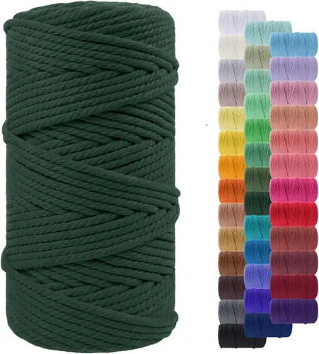 Miniatura 48 de Cuerda de macramé de 0.079 in para 219 yardas, cuerda de algodón natural para manualidades, hilo de cuerda de macramé de colores para colgar