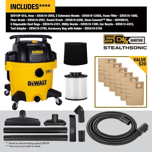 Miniatura 2 de DEWALT STEALTHSONIC - Aspiradora ultra silenciosa para tienda Wet Dry Shop Vac de 5 galones, aspiradora ultra silenciosa para tienda húmeda y seca