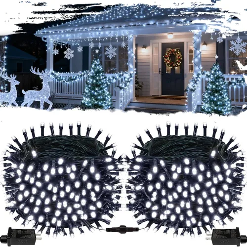 Miniatura 13 de Guirnalda de luces de Navidad, paquete de 2 unidades, se pueden conectar entre si, 164 pies, 400 focos LED rojos, impermeables, para interiores