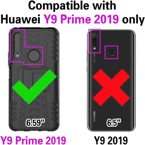 Miniatura 2 de Asuwish Funda compatible con Huawei Y9 Prime 2019/Honor 9X/P Smart Z y protector de pantalla de vidrio templado, accesorios de celda, soporte de Rojo