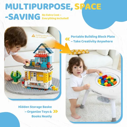 Miniatura 4 de Time Followers® 6 en 1 Centro de Actividad para Bebé Saltarines y Balancines Andador y Mesa de Juego Estacionaria de 4 Etapas para Niños Blanco