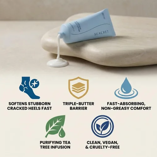 Miniatura 4 de SEACRET Juego de pedicura del Mar Muerto, kit de spa de pies en casa para talones agrietados y pies secos, kit de pedi de 4 piezas con crema