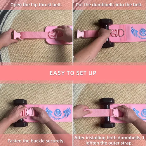 Miniatura 6 de Cinturón de empuje de cadera 2 en 1 para mujeres y hombres – Equipo de entrenamiento de glúteos resistente para ejercicios con mancuernas, pesas