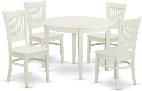 Miniatura 14 de East West Furniture BOVA5-LWH-C - Juego de comedor de 5 piezas para 4 personas, incluye una mesa de cocina redonda y 4 sillas de comedor tapizadas