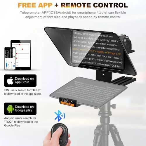 Miniatura 4 de LENSGO Teleprompter de aluminio de 12.9 pulgadas para iPad Tablet, cámaras réflex digitales con control remoto, aplicación compatible