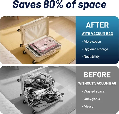 Miniatura 5 de Bolsas de vacío de viaje para equipaje con bomba eléctrica portátil, bolsas de sellado al vacío para ropa, cubos de embalaje de compresión